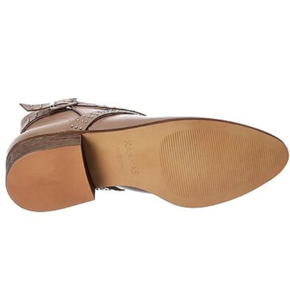 KAANAS Albarloa Stud Criss Cross Buckle Strap Point-Toe Ankle Booties NWT - Picture 10 of 13